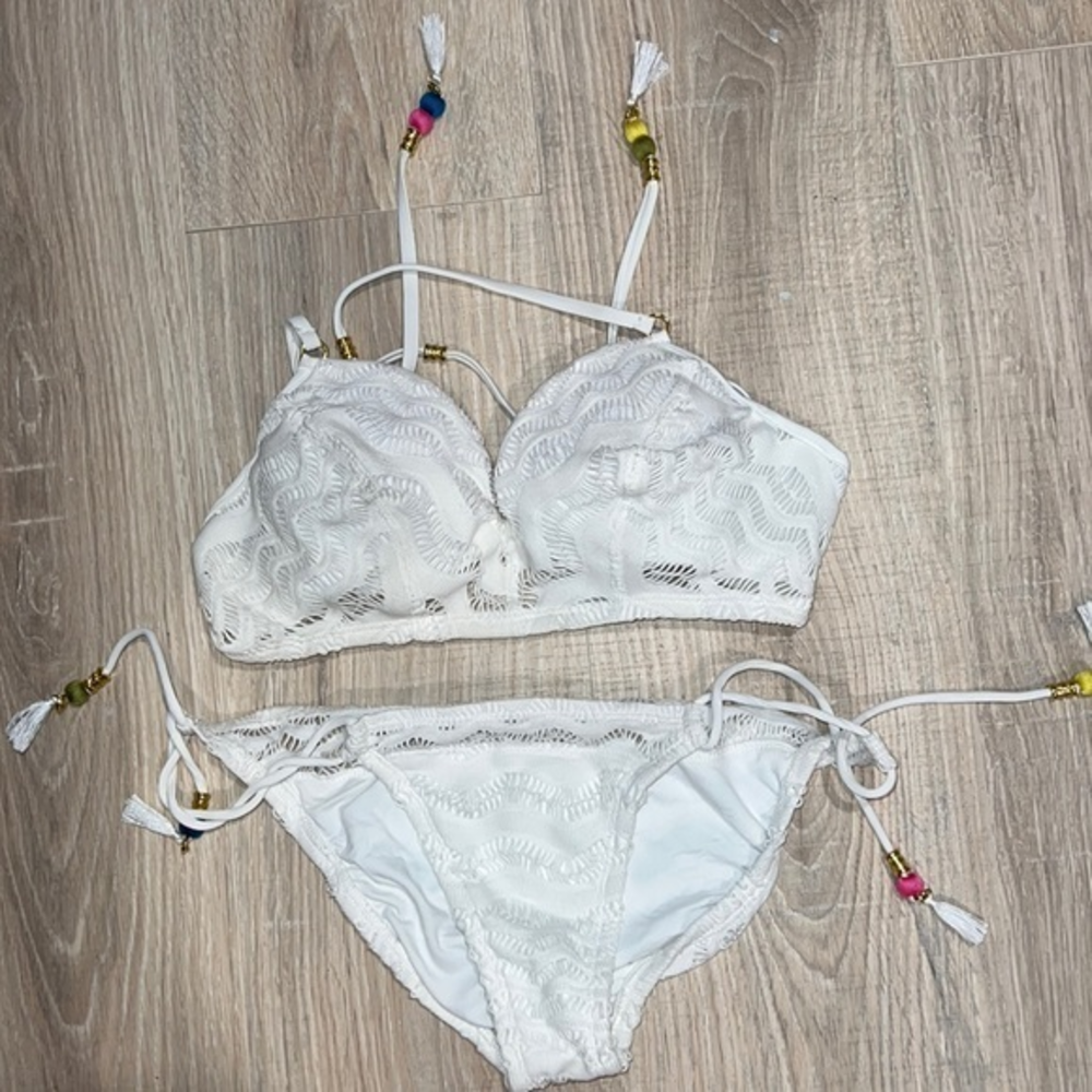 Victoria’s Secret White crochet‎ bikini set strappy